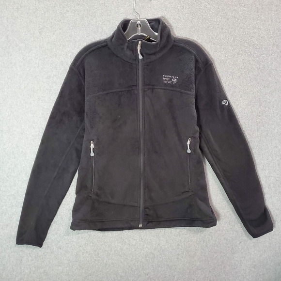 Mountain Hardwear Women Jacket Medium Black Fleece Full Zip Pockets Mock Neck - Picture 1 of 9